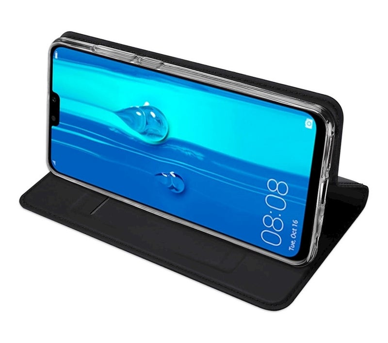 DUX DUCIS Huawei P Smart 2019 Leather Case Simple Flip Phone Shell With Card Holder Anti Fall Protective Sleeve Cover Black - Image 3