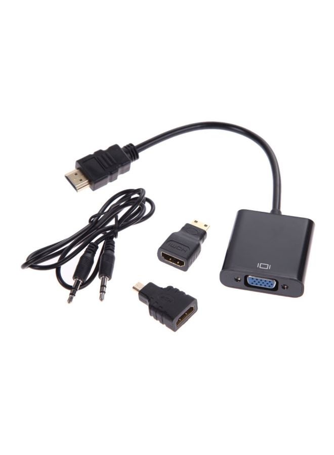 Generic - Micro HDMI/Mini HDMI/HDMI To VGA Converter With Audio/Video Cable Black - Image 1