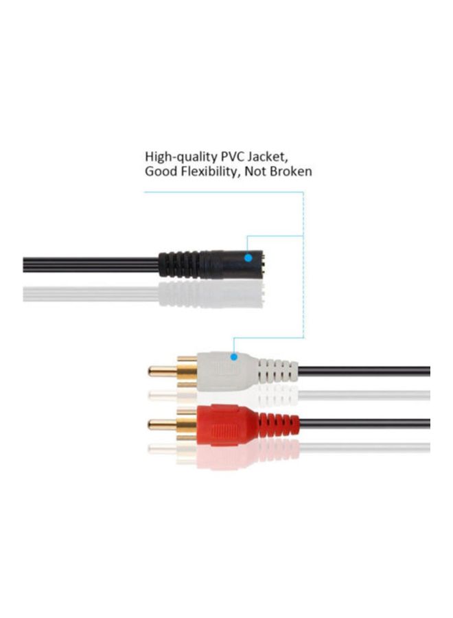 2-RCA Male To Female Jack Aux Stereo Audio Cable Adapter Converter Black - Image 2