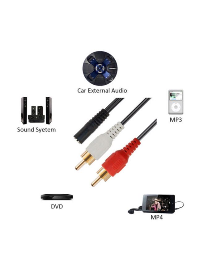 2-RCA Male To Female Jack Aux Stereo Audio Cable Adapter Converter Black - Image 3