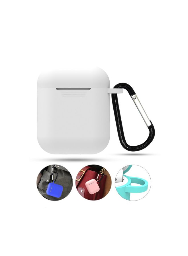 Protective Earphone Case With Hook For AirPods White/Black/Silver - Image 2