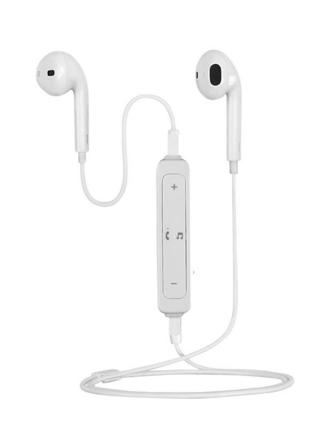 سماعة أذن داخلية بصوت إستريو وتدعم تقنية البلوتوث ومزودة بميكروفون مدمج أبيض - Image 1