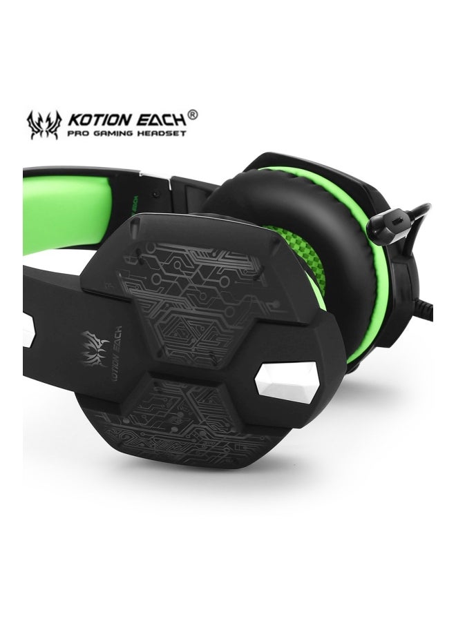KOTION EACH LED Over-Ear Gaming Headset With Mic Green/Black - Image 4