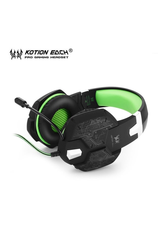 KOTION EACH LED Over-Ear Gaming Headset With Mic Green/Black - Image 2