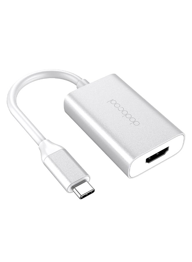 دودوكول محول قابل للتحويل من USB Type-C إلى مخرج HD فضي 