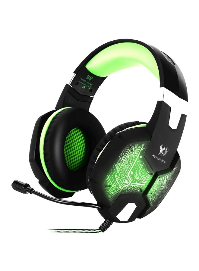 KOTION EACH LED Over-Ear Gaming Headset With Mic Green/Black - Image 1