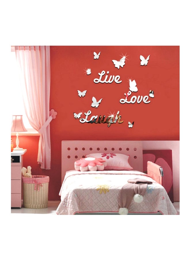ملصق جداري بطبعة اقتباس "Live Laugh Love" فضي - Image 1