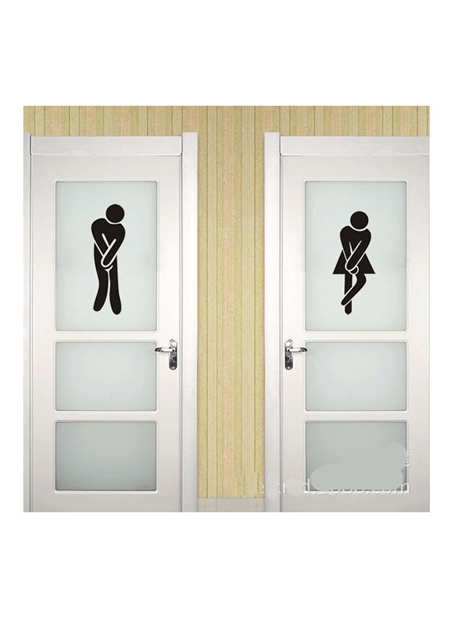 2-Piece Washroom Toilet Sign Wall Poster Black - Image 1