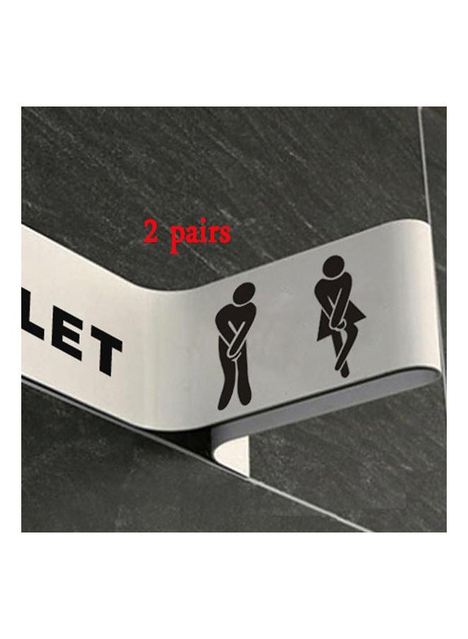 2-Piece Washroom Toilet Sign Wall Poster Black - Image 2