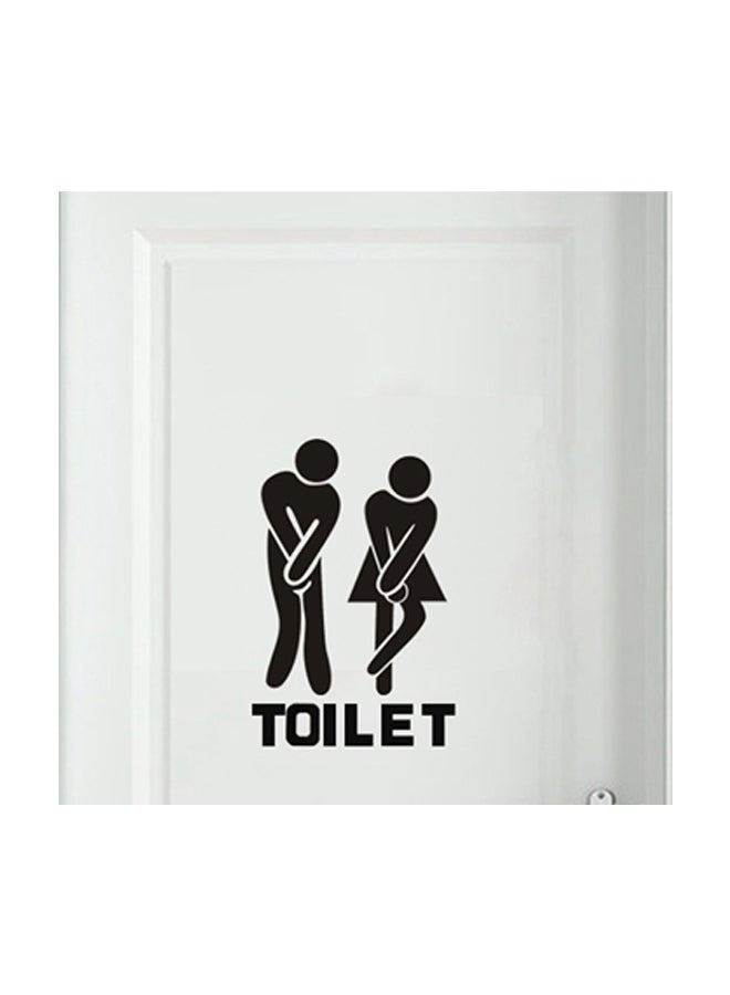 2-Piece Washroom Toilet Sign Wall Poster Black - Image 3