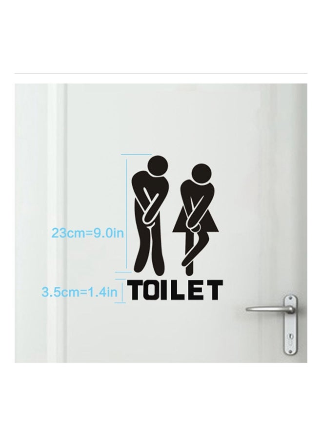 2-Piece Washroom Toilet Sign Wall Poster Black - Image 4