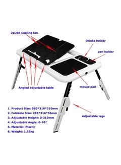 Huayang Foldable Laptop Stand With 2 Cooling Fan Table White/Black  - Image 5