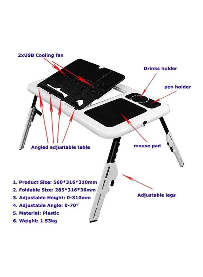 هوايانج طاولة بحامل كمبيوتر محمول قابل للطي بمروحتي تبريد أبيض/ أسود - Image 5