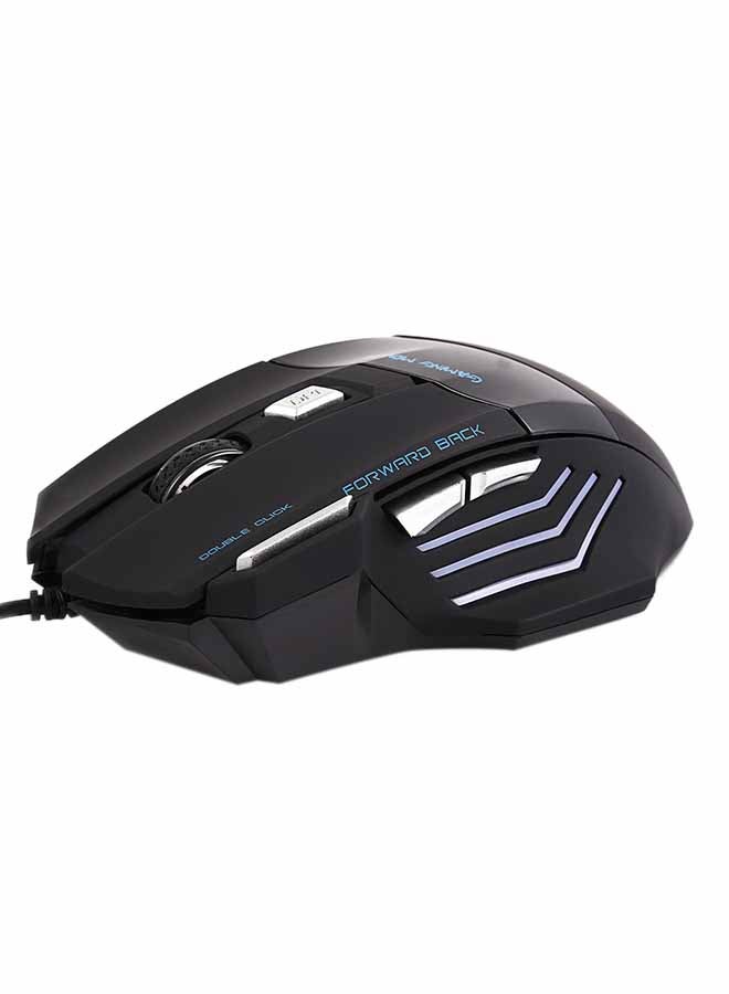 ماركة غير محددة - ماوس ألعاب USB سلكي ضوئي بحساسية 5500 نقطة لكل بوصة و7 أزرار أسود - Image 1