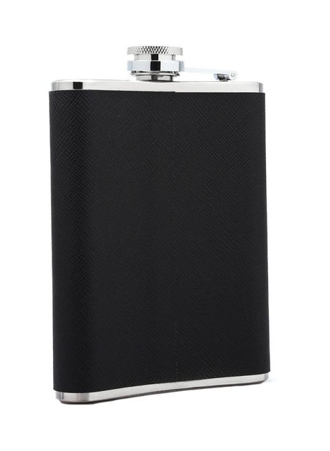 Portable Hip Flask Black/Silver 21x7x7cm