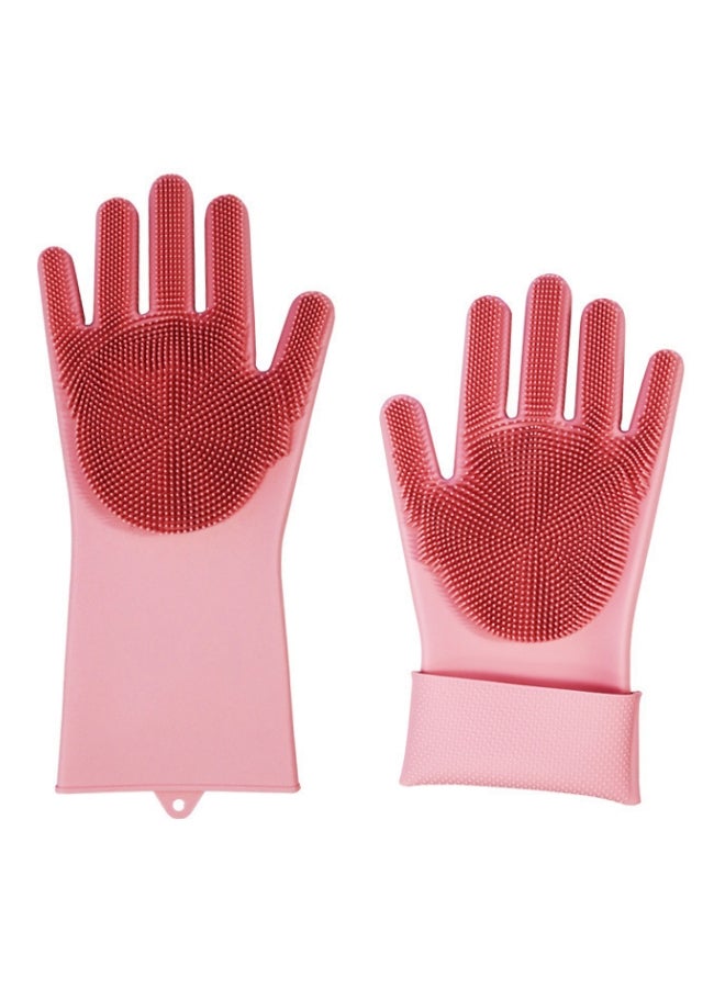2-Piece Dishwashing Gloves Pink 15x10x6cm