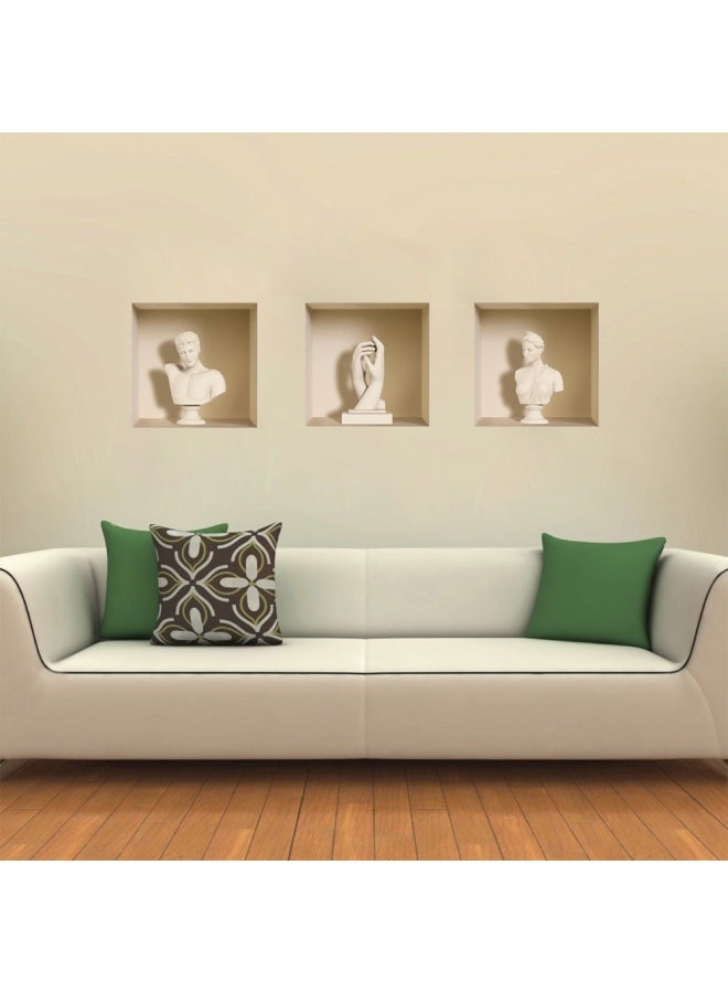 3-Piece 3D Wall Stickers Beige 5.7x9.5x1cm  - Image 1