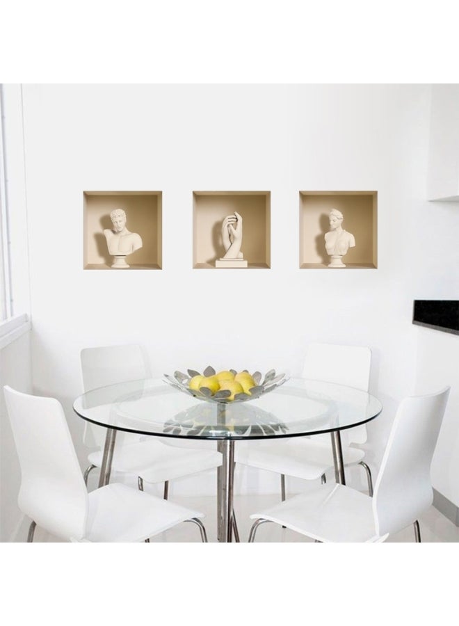 3-Piece 3D Wall Stickers Beige 5.7x9.5x1cm  - Image 2