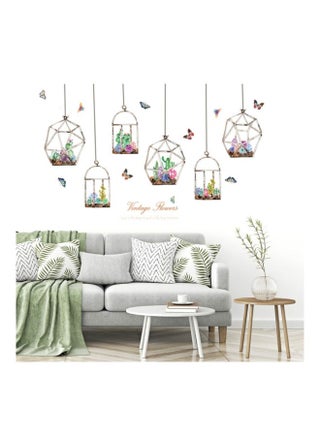 Butterfly Flower Basket Wall Sticker Brown/Green/Pink 20x28x2cm - v1560259931/N26625249A_1