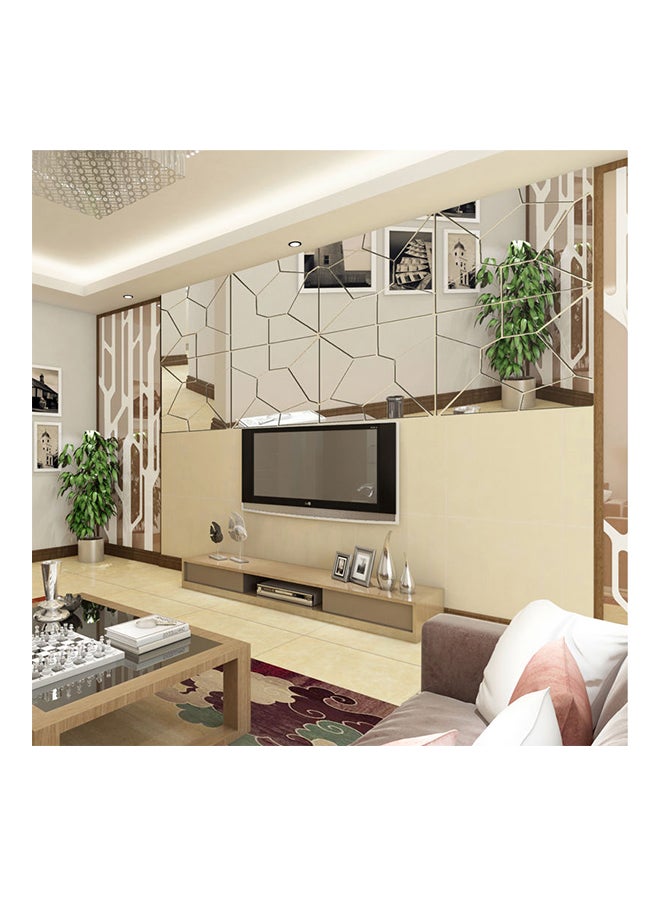 طقم ملصقات جدارية بنمط مرآة بتصميم متموج مكون من 7 قطع فضي 20 x 20سم