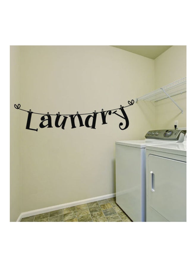 ملصق جداري بطبعة لافتة "Laundry" أسود 61 x 15سم