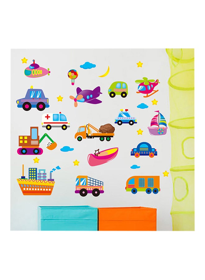 Nursery Cute Cartoon Car Wall Sticker Multicolour 30 x 40centimeter