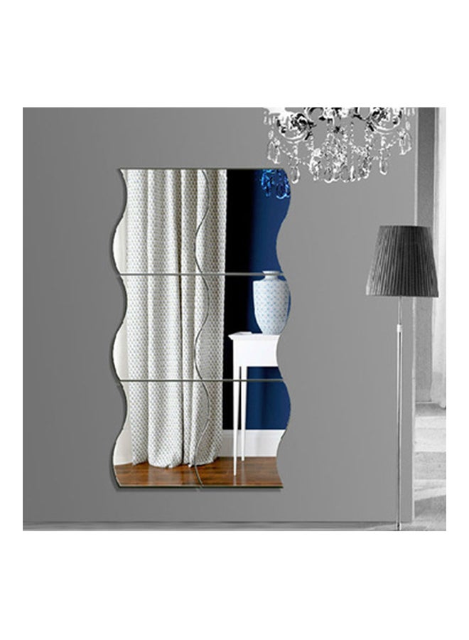 6-Piece Wave Combination Mirror Wall Sticker Set Multicolour 40 x 60cm - Image 1