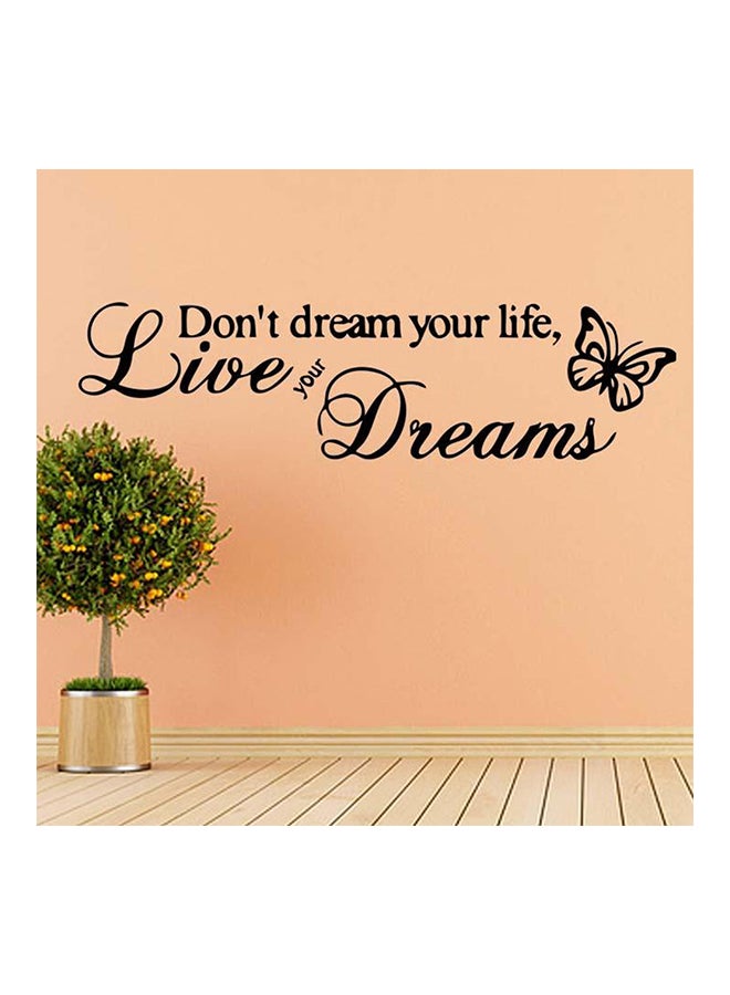 Butterfly Live Your Dream Style Wall Sticker Black 57 x 15cm - Image 1