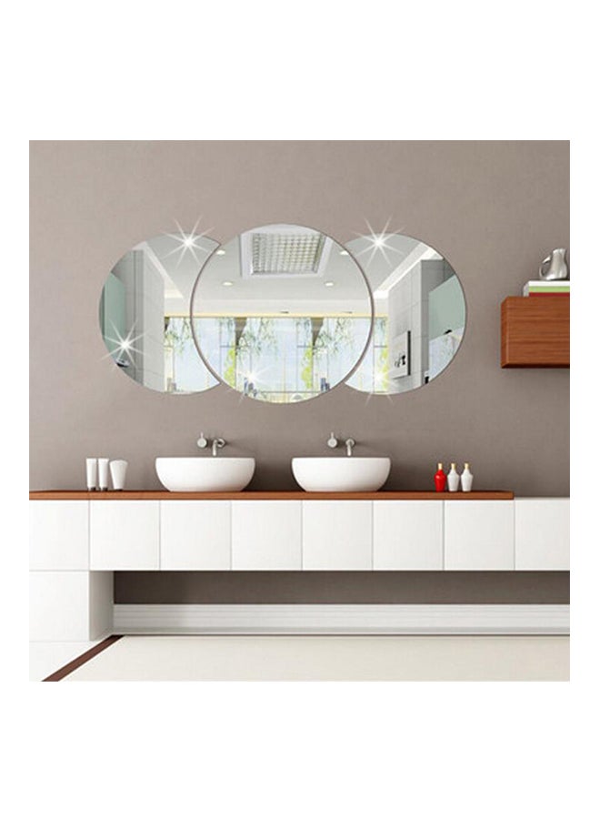 3D Round Mirror Wall Sticker Silver 175 x 175 x 1mm - Image 1