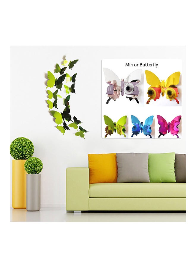 ملصق جداري بتصميم فراشات عاكسة فضي / أخضر 12 x 12 x 1سم - Image 2