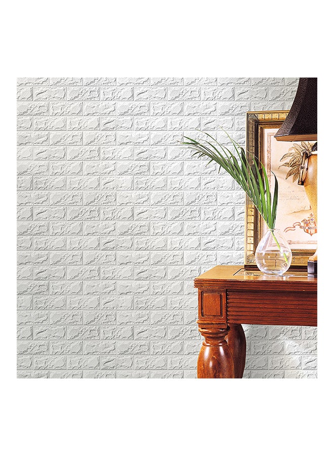 ملصق جداري ذاتي اللصق بتصميم قوالب طوب أبيض 60 x 60 x 0.8سم - Image 1