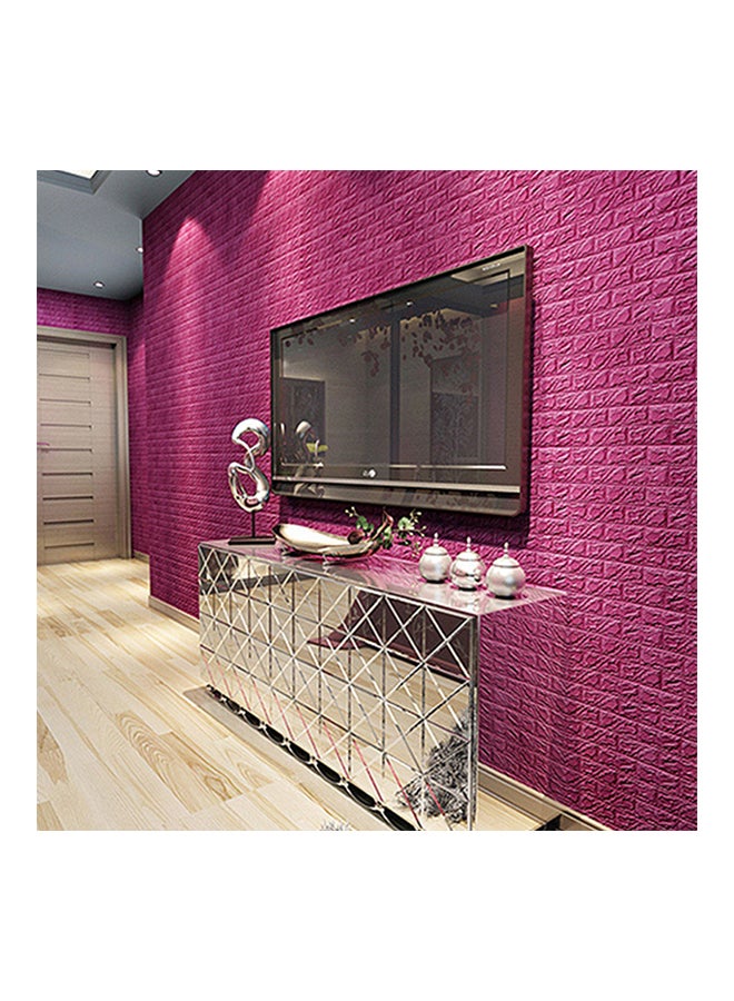 ملصق جداري ذاتي اللصق بتصميم قوالب طوب وردي غامق 60 x 60 x 0.8سم - Image 1