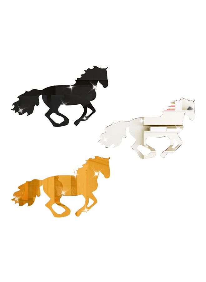 3D Horse Mirror Decorative Wall Sticker Gold 50x70centimeter - Image 2