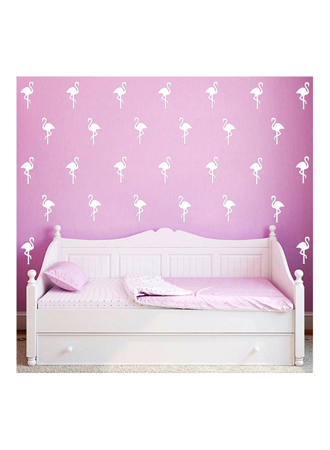 ملصق جداري بتصميم منقط على شكل طائر الفلامنجو أسود/ أبيض/ أصفر - Image 1