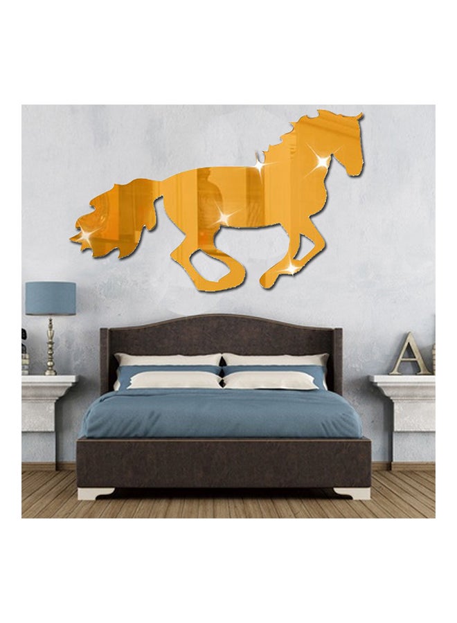 3D Horse Mirror Decorative Wall Sticker Gold 50x70centimeter - Image 3