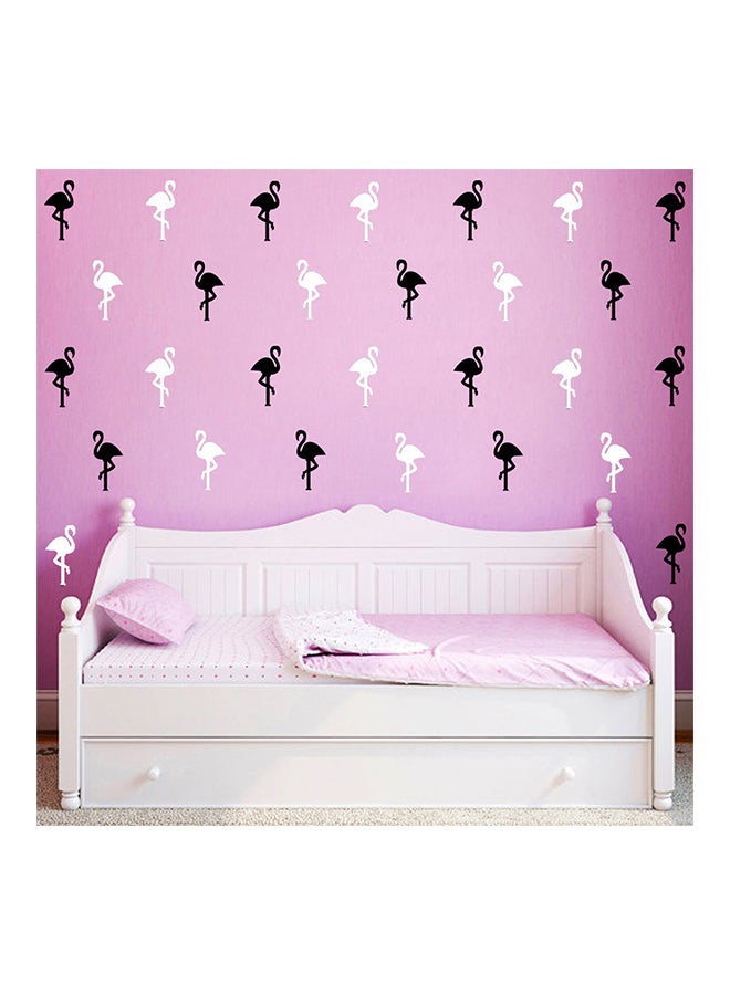 ملصق جداري بتصميم منقط على شكل طائر الفلامنجو أسود/ أبيض/ أصفر - Image 3