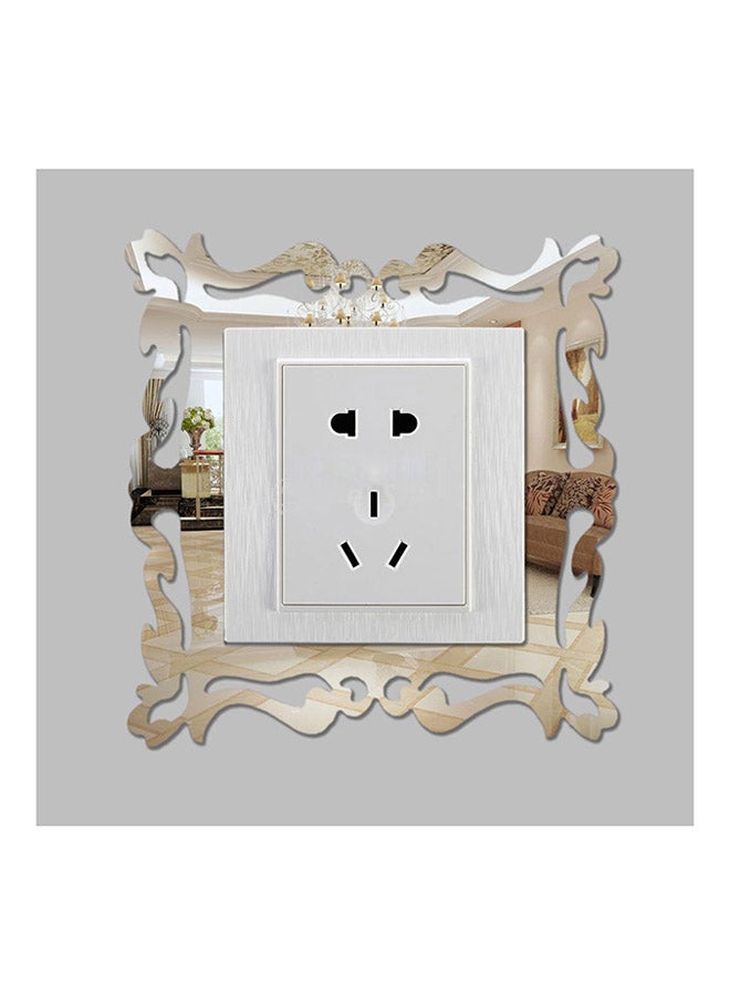 3D Square Photo Frame Mirror Switch Wall Sticker Clear/White 9 x 9centimeter  - Image 2