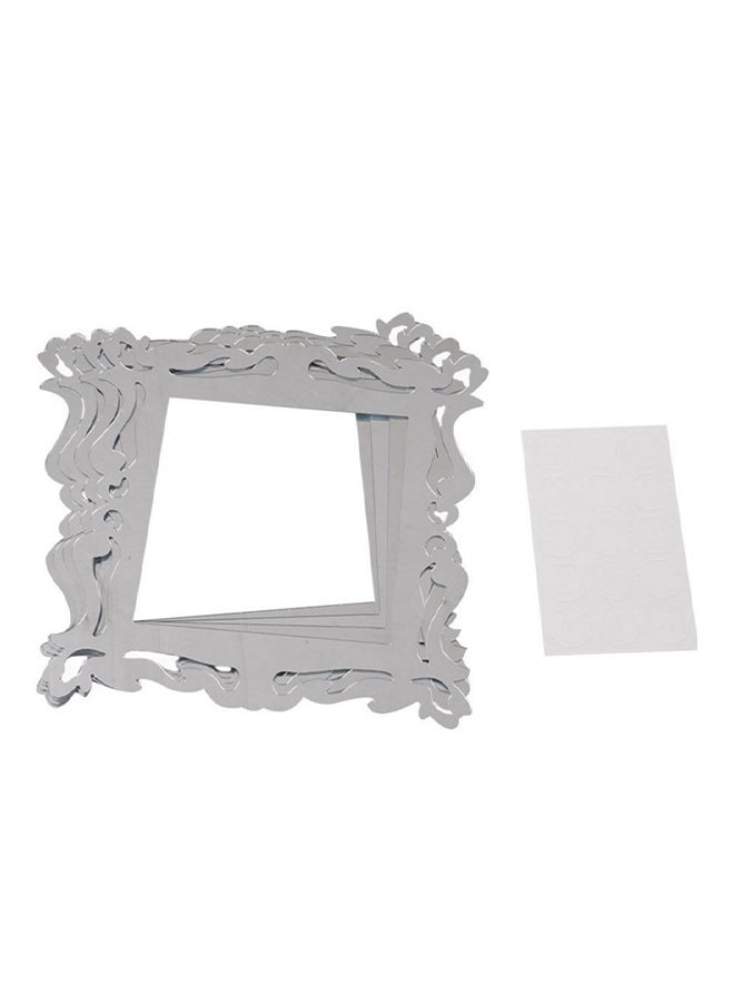 3D Square Photo Frame Mirror Switch Wall Sticker Clear/White 9 x 9centimeter  - Image 1