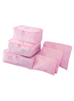 Generic 6-Piece Oxford Cloth Travel Luggage Storage Bag Pink 