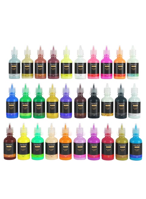 Set Of 30 3D Permanent Fabric Paint Multicolour