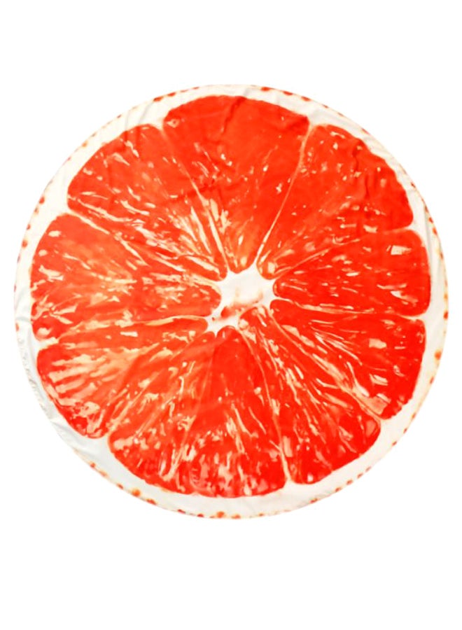 Orange Print Round Beach Towel Orange/White 130 x 175cm - Image 1