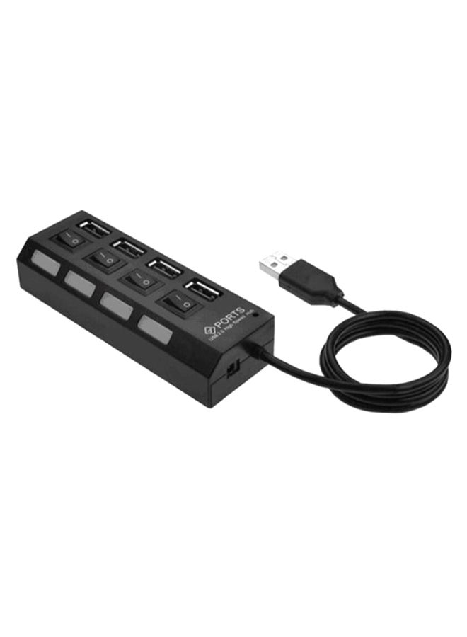 موزع USB بأربعة منافذ أسود - Image 1