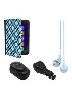 Mary 2.0 Portfolio Case For RCA Cambio W101 10.1-Inch Tablet With USB Wall, Car Charger And Headphones Blue/Black/White