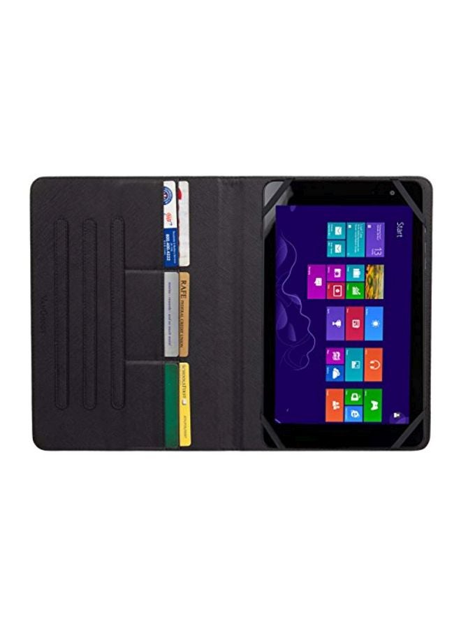 VanGoddy - Mary 2.0 Portfolio Case For RCA Cambio W101 10.1-Inch Tablet With USB Wall, Car Charger And Headphones Blue/Black/White - Image 1