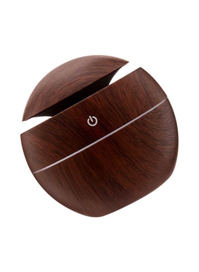 Little white fox - Wood Grain USB Aromatherapy Mini Car Home Night Light Humidifier Brown - Image 1