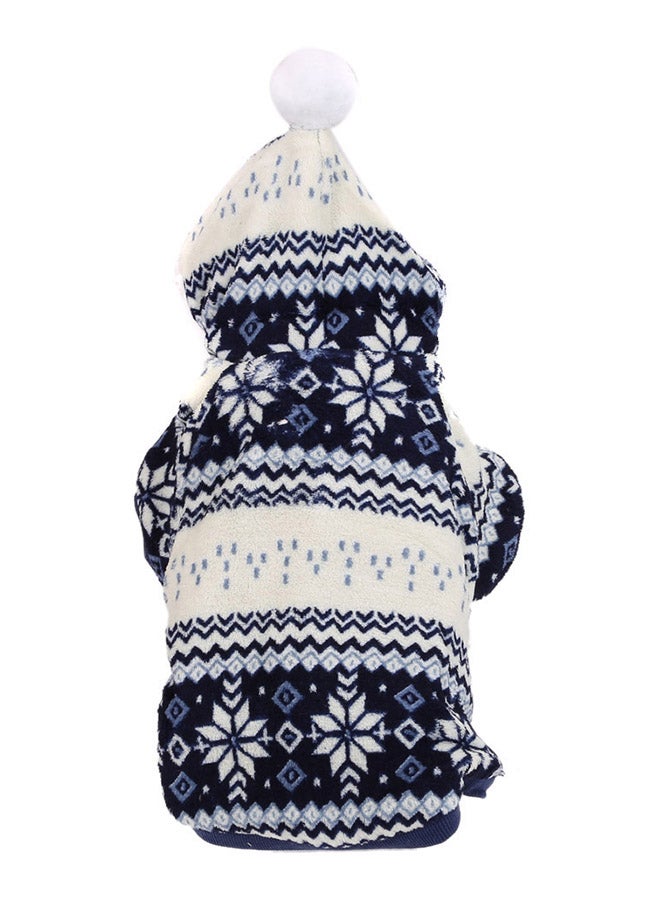 Soft Warm Dog Pet Hooded Coat For Winter Blue/White - Image 4