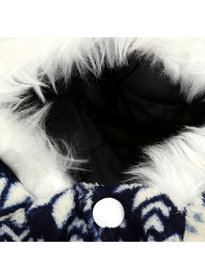 Soft Warm Dog Pet Hooded Coat For Winter Blue/White - Image 5