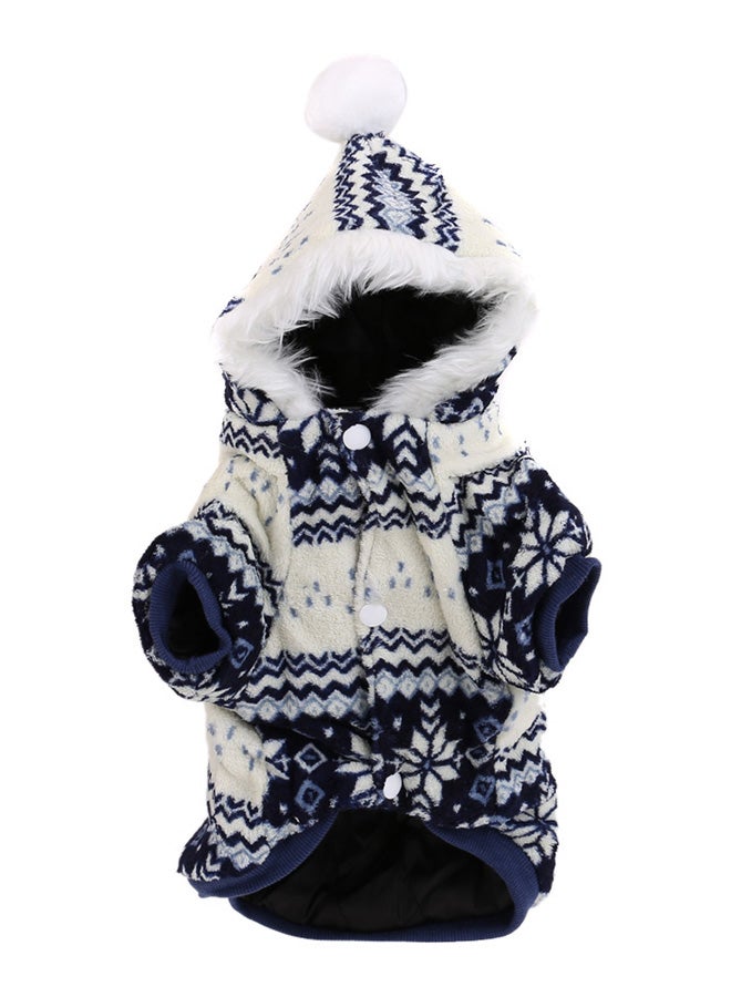 Soft Warm Dog Pet Hooded Coat For Winter Blue/White - Image 1