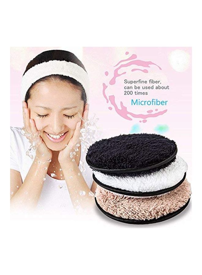 3-Piece Microfiber Makeup Remover Pad Black/White/Beige 