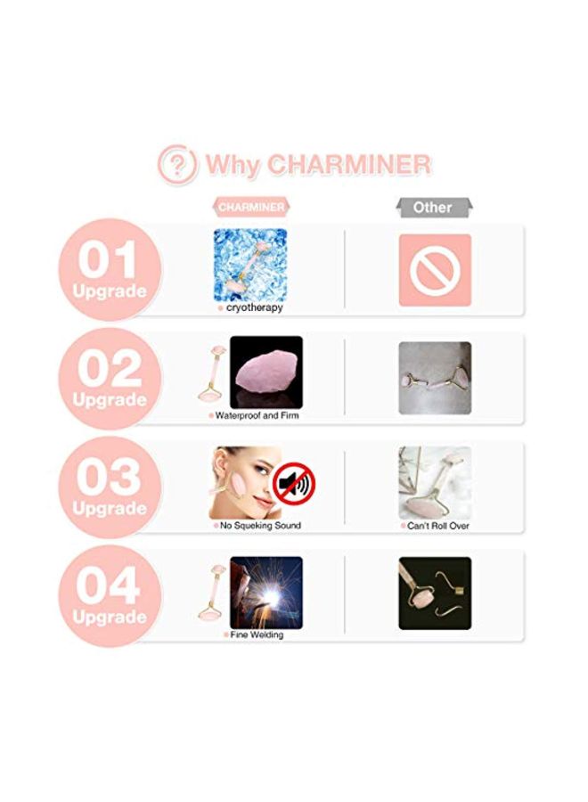 شارمينر أداة تدليك دوارة للوجه جايد وردي/ذهبي - Image 4